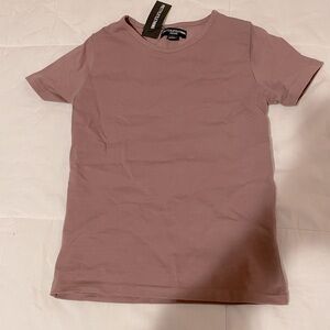 Pretty Little Thing- PETITE MAUVE PREMIUM COTTON CAP SLEEVE T-SHIRT